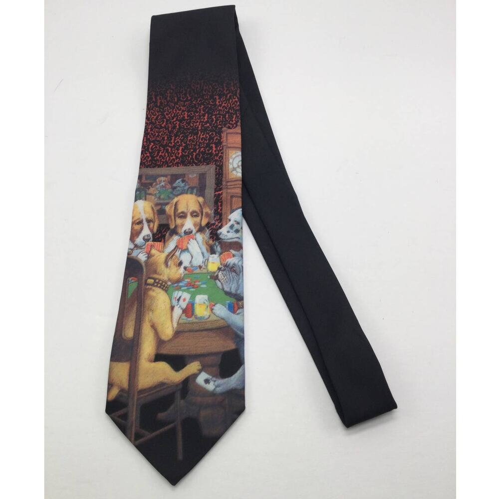 Ralph Marlin Dogs Playing Poker Vintage Collectors NeckTie